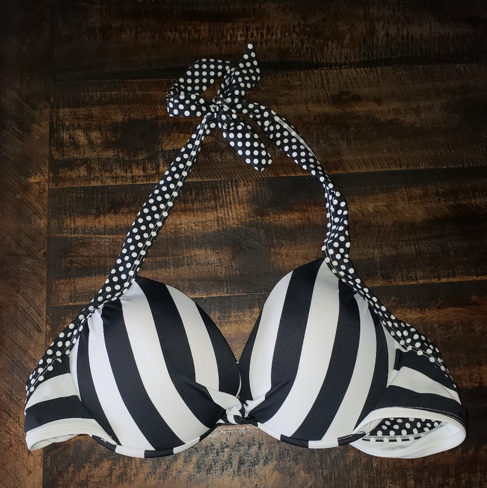 Black & White Pushup Bikini Top